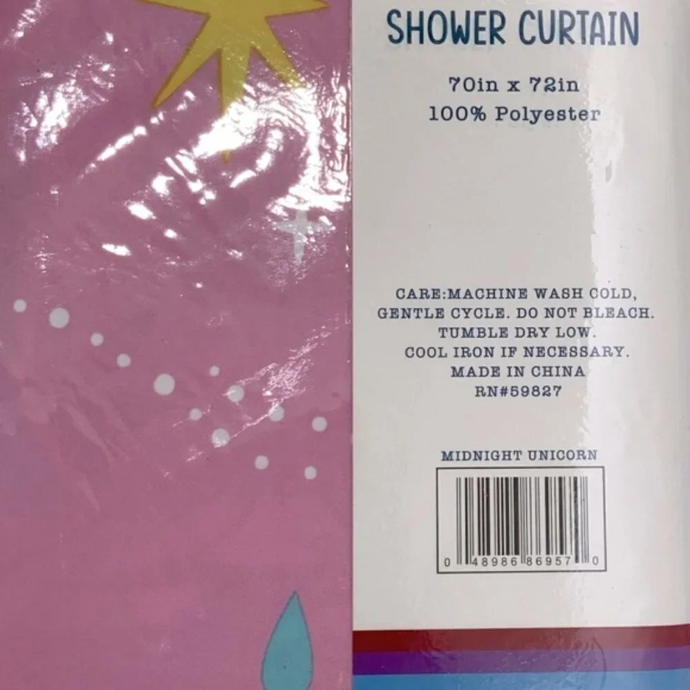 Matt & Maddie Unicorn Rainbow Fabric Shower Curtain 70 X 72 In Multicolor Pink